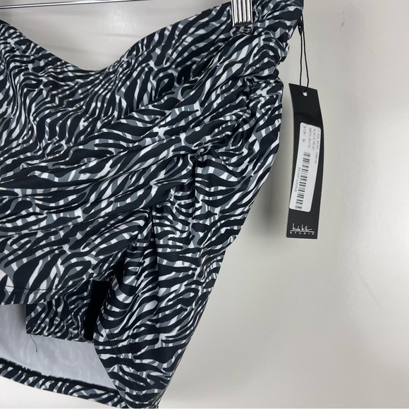 NEW Nicole Miller Skirt Swimsuit Bottom Black Zebra Print Women's Size XL - Picture 3 of 9